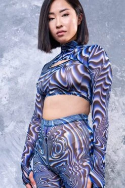 Time Warp Mesh 2 Piece Shrug Top