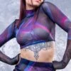 Synth Wave Mesh Sleeved Top