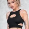 Back To Black Keyhole Cutout Crop Top