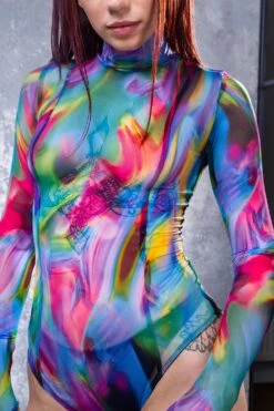 Liquid Abstract Mesh Framed Bodysuit -Badinka 2 3 8036b67b 3eeb 4885 9e95 561a4d29e819