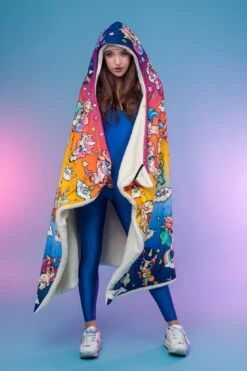 Cuteness Overload Hooded Rainbow Blanket