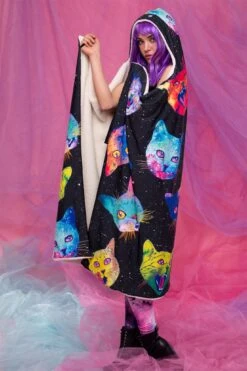 Cosmic Kitties Hoodie Blanket