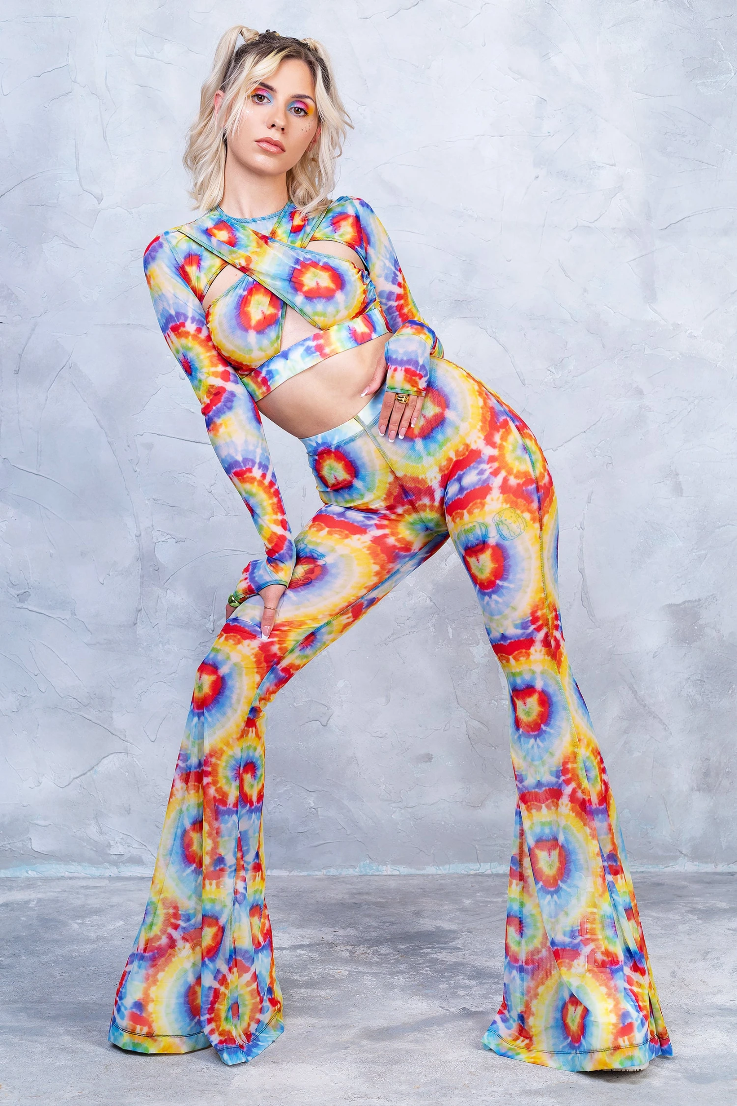 Tie Dye Sleeved Crossed Mesh Top 4 Tie Dye Sleeved Crossed Mesh Top - Image 4