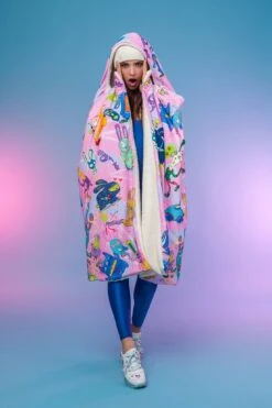 Rabbidelic Hooded Blanket (Pink) -Badinka 5 4cec1af1 e52c 4b69 b8a3 ab9fec108c21