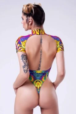 Kaleidoscopic Blossom Cutout Back Bodysuit -Badinka IMG 0206