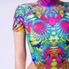 Kaleidoscopic Blossom Cutout Back Bodysuit