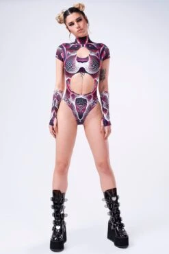Vapor Trance Red Keyhole Bodysuit -Badinka IMG 0840
