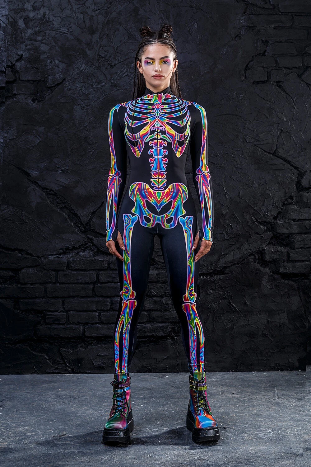 Rainbow Skeleton Costume 3 Rainbow Skeleton Costume - Image 3