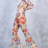 Tie Dye Bell Bottom And Sleeve Crossed Set