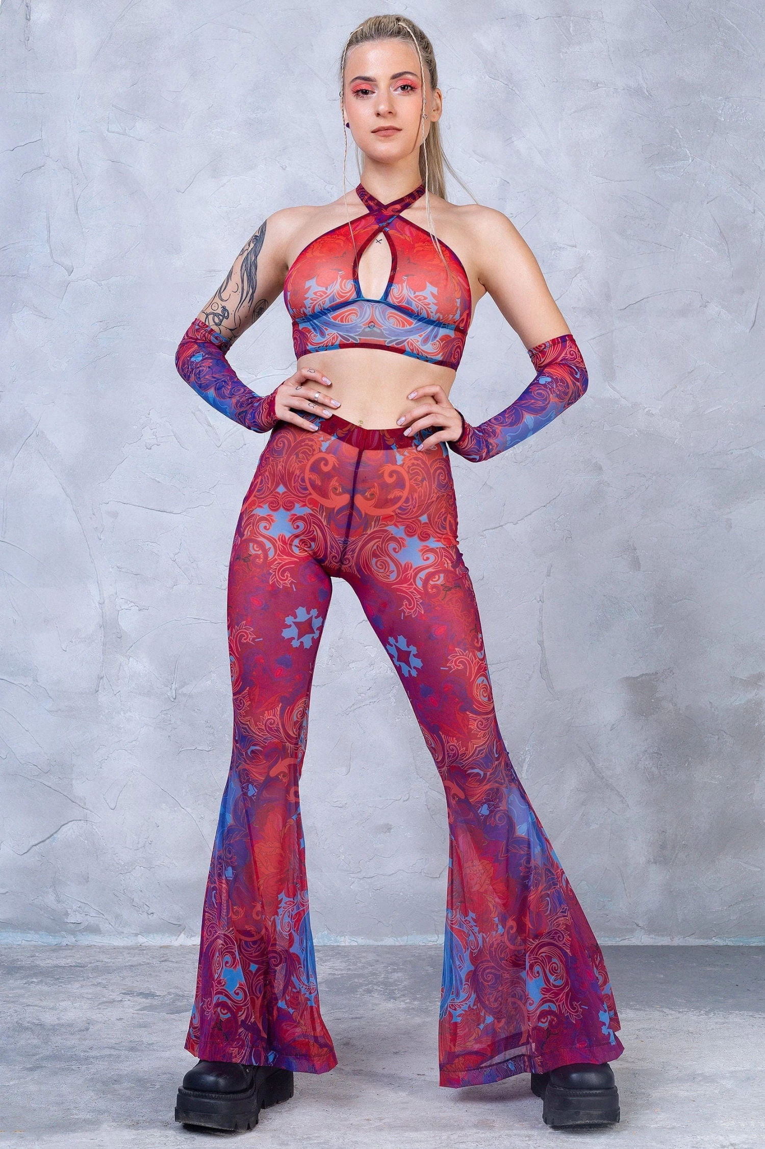 Jumon Halter Criss Cross Mesh Top 3 Jumon Halter Criss Cross Mesh Top - Image 3