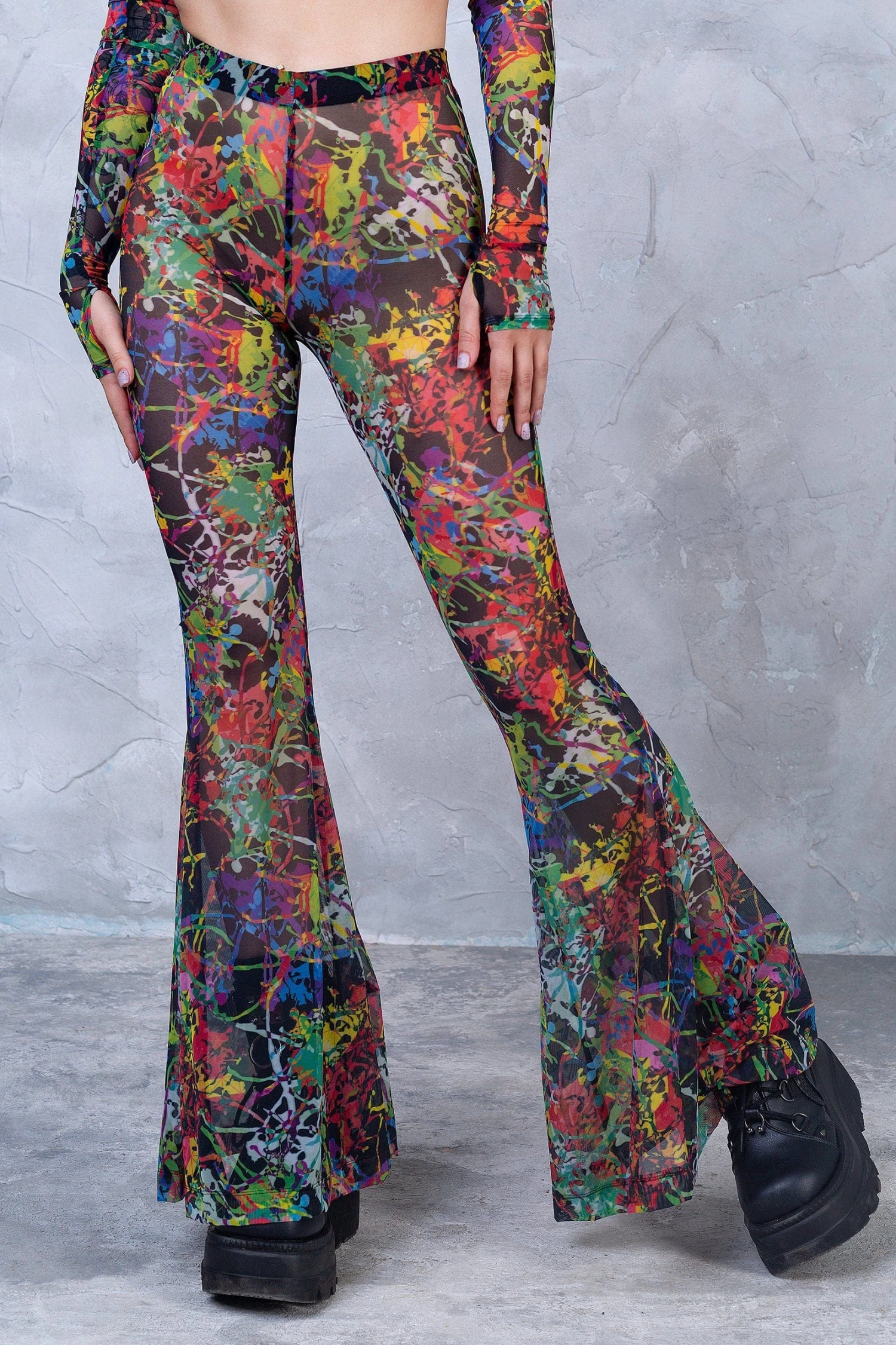Splash Bell Bottom Mesh Pants 2 Splash Bell Bottom Mesh Pants - Image 2