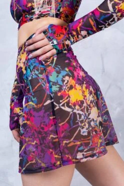 Splatter Mesh Rave Skirt