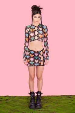 Maneater Mesh Cutout Skirt -Badinka z4